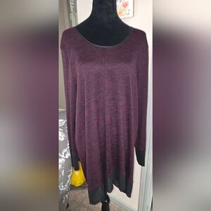 (I18/32P) Melissa McCarthy Seven7 Plum and Charcoal Tunic